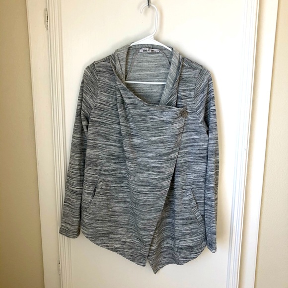 Jack Heathered Gray Drape Cross Back Cardigan Size XS - Picture 2 of 6